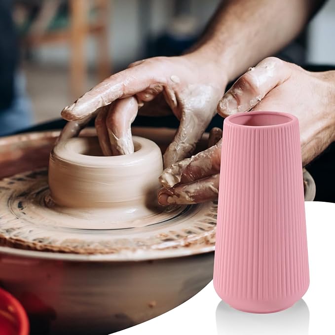 All Pink Ceramic Vase, GUKJOB Small Cute Flower Vase - Image 7