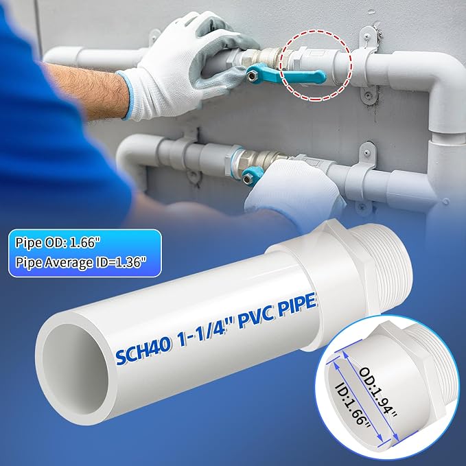 5Pcs White PVC Pipe Fittings, 1-1/4inch NPT Male Thread Pipe Fitting Adapter - Image 3