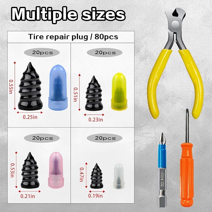 80Pcs Tire Repair Rubber Nails Kit - Image 2