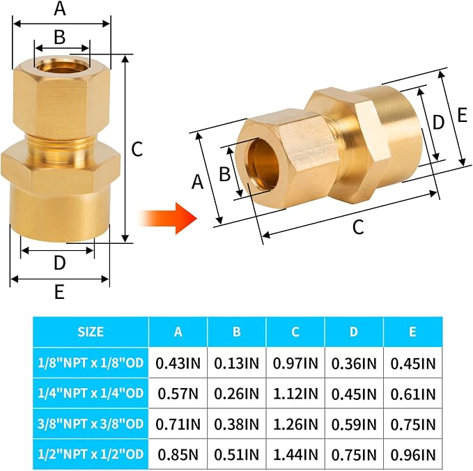 ChillWaves Brass Compression Tube Fitting, 1/2" OD x 1/2" NPT Female - Image 7