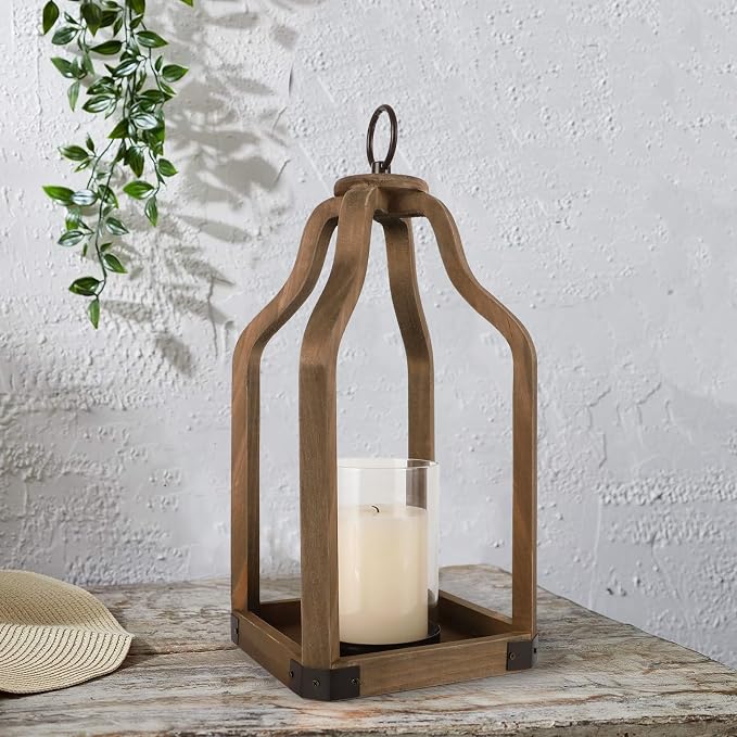 Rustic Wood Lantern Candle Holder - Image 4