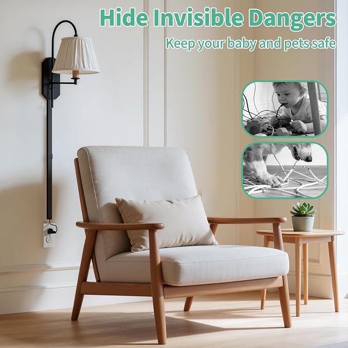 Delamu Cord Hider, 100in Self-Adhesive Cord Cover Kit - Image 8