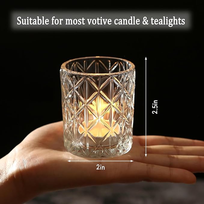 72 Pack Votive Candle Holders, Vintage Glass Clear Candle Holder - Image 2