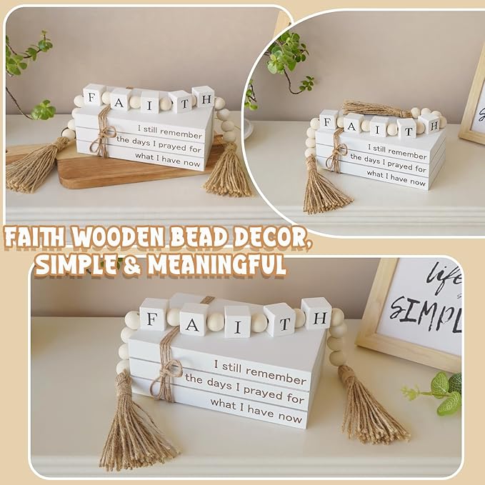 Farmhouse White Fake Decorative Books Wooden Box - Image 4
