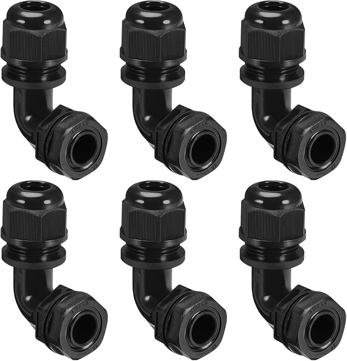 M16 Cable Gland, 90 Degree Adjustable 6-10mm Strain Relief, Cord Connectors by LeMotech