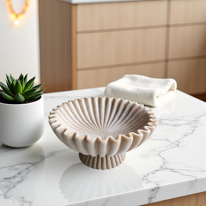 10" Large Decorative Bowl decor, Scalloped Bowls - Image 6