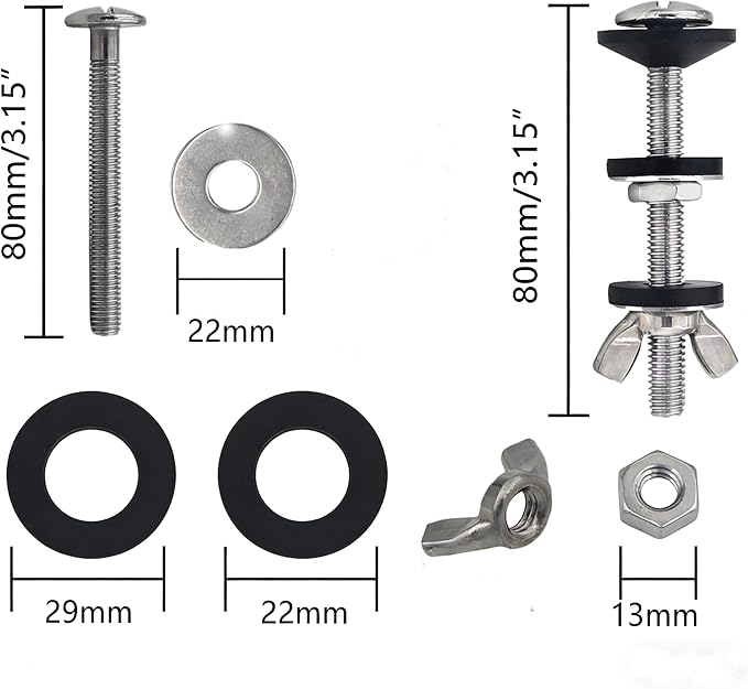 Universal Toilet Tank to Bowl Repair Kit, Fits 2" & 3" Flush Valve Openings - Image 2