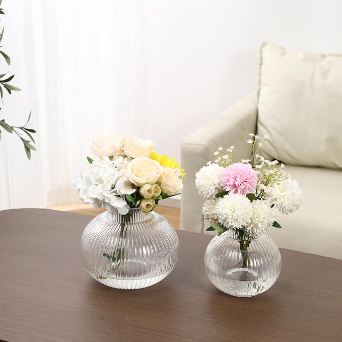 Round Glass Vases Set of 2, Flower Vases - Image 7