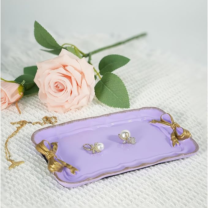 Warmtree Bow Jewelry Tray, Coquette Trinket Dish, Vanity Decor | Decorative Tray - Image 3