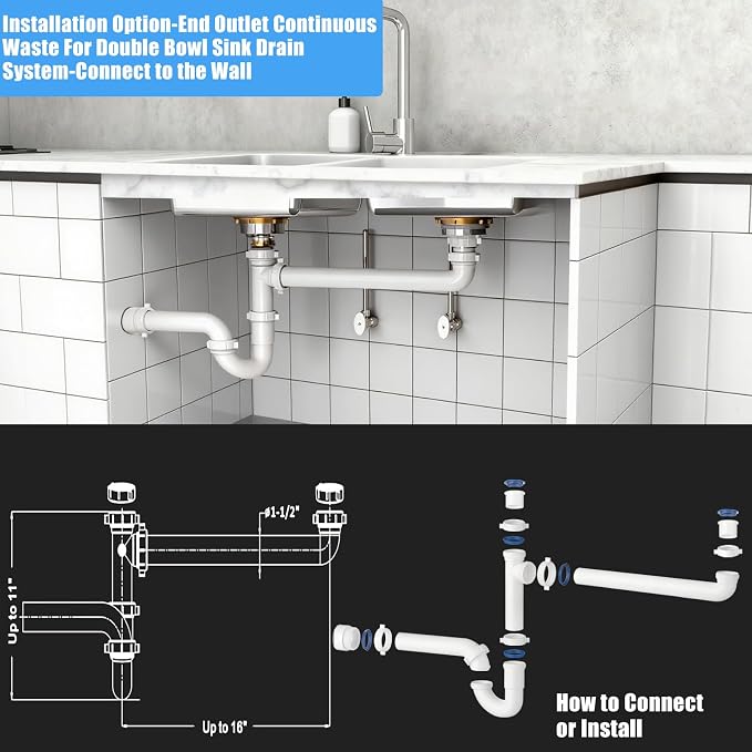 eflyefly 1-1/2 inch Kitchen Sink Drain Kit Include All Necessary Component - Image 4