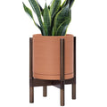 D'vine Dev Terracotta Pot with Walnut Wood Stand, 10 in, 55-B-X-5 | Mid-Century by DvineDevPlanterPotsandStand