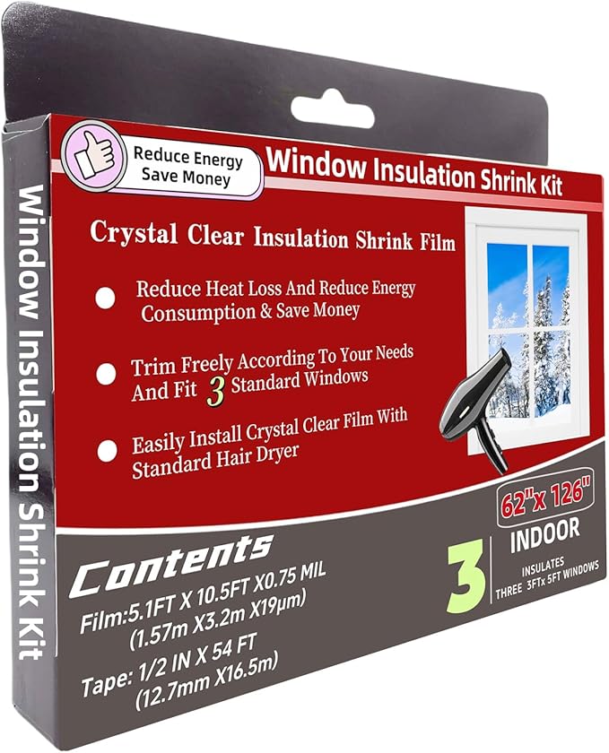3-Window Shrink Film Window Insulation kit（62-Inch x 126-Inch） | Insulating by FonsBleaudy%C2%A0