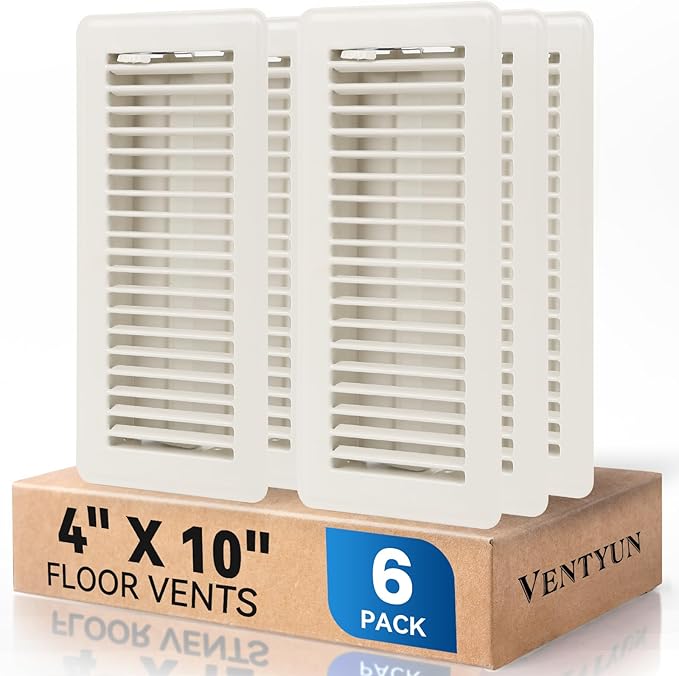 4" x 10" Floor Register Vent Covers 6-Pack, Cream White by VENTYUN