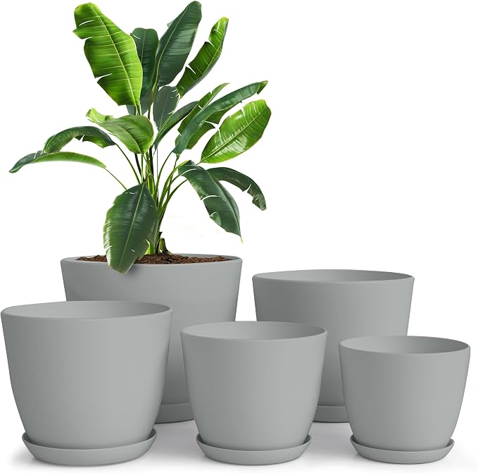 Plant Pots Indoor with Drainage, 5 Pack Multi-Size Planters Set by UTOPIAHOME