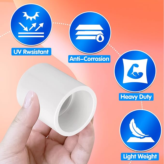 10Pcs White 1/2 inch PVC Coupling, Socket x Socket, Furniture Build Grade Sch40 - Image 5