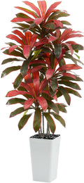 Artificial Dracaena Tree: 5FT Fake Plants Silk Faux Trees（White Pot） | by TNGGNT