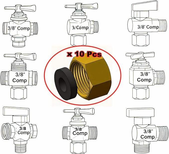 Brass 3/8'' Compression valve Cap Fitting - Image 3