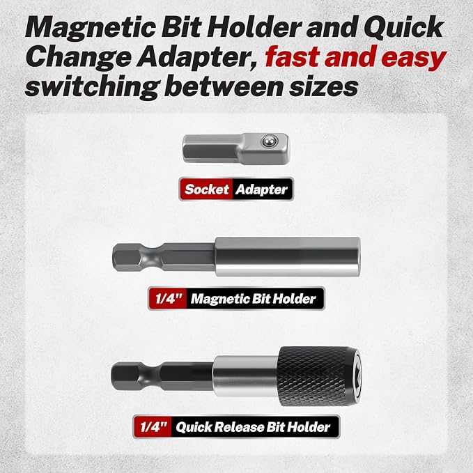 208-Pc Master Screwdriver Bit Set | Clutch, S2 Steel, 1/4" Hex Shank Bits - Image 5