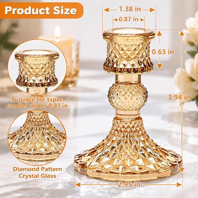 Candlestick Holders Set, Glass Candle Holders - Image 2