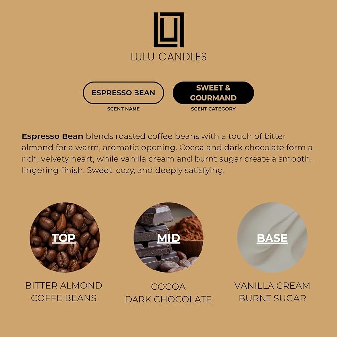 Lulu Candles | Espresso Bean | Luxury Scented Soy Jar Candle | Hand Poured in - Image 3