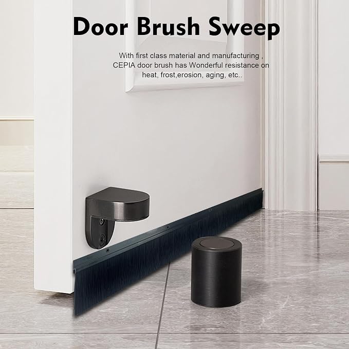 2-Pack Garage Door Brush Seal – Cepia Black Bottom Sweep – Roll-Up Door - Image 5