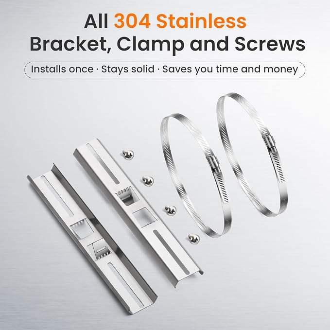 QILIPSU Pole Mounting Kits, 304 Stainless Steel 11.4" x 1.9" Brackets - Image 2