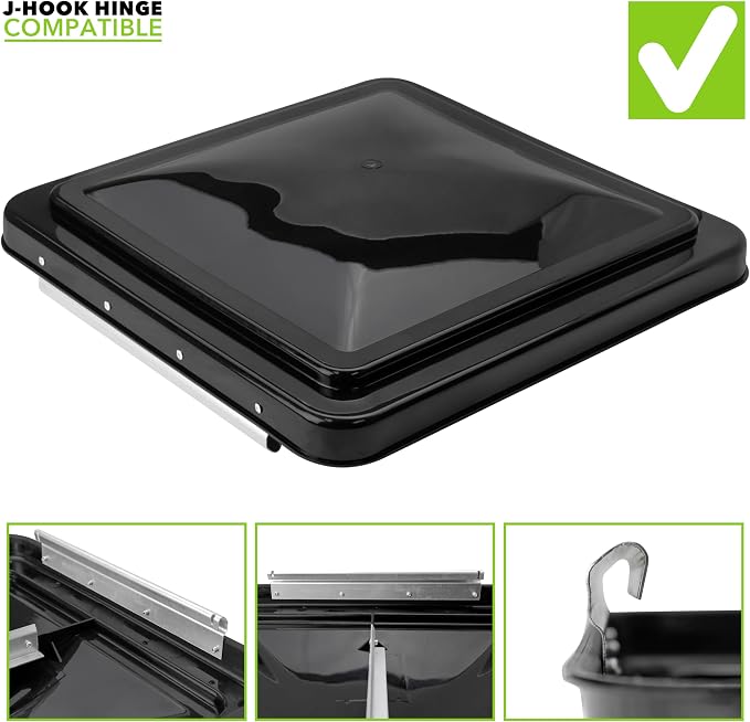 2 Packs 14 Inch RV Roof Vent Cover Replacement Vent Lid Black - Image 3