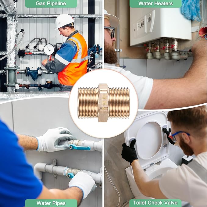 M METERXITY 2-Pack Brass Check Valve, 1/2" Male to 1/2" Male Thread One Way - Image 6