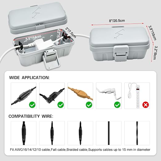 Hrensaw 3PCS Small Weatherproof Electrical Connection Box, Outdoor Electrical - Image 2