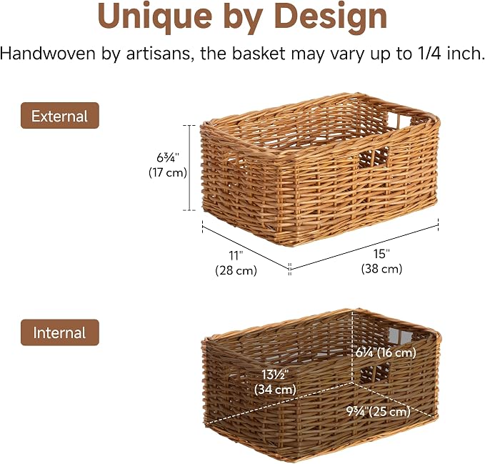 StorageWorks Pantry Baskets, Willow Storage Baskets - Image 2