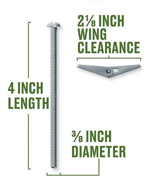 Hillman Toggle Bolts/Machine Screw Anchors, 3/8in x 4in, 25 Pack, Zinc | - Image 3