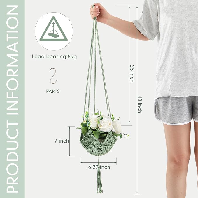 Shappy 1 Pack Boho Macrame Plant Hanger - Image 2