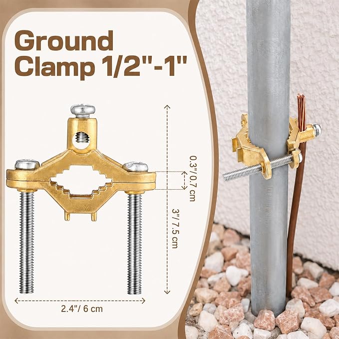 3 Pack Copper Alloy Ground Clamp 1/2" to 1" Grounding Clamp | Pipe Grounding - Image 2