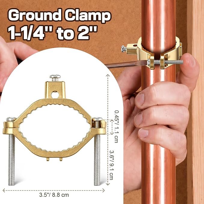 Feekoon 3 Pcs 1-1/4" to 2" Ground Clamp, #10 to #2 Wire Range | Copper Alloy - Image 2