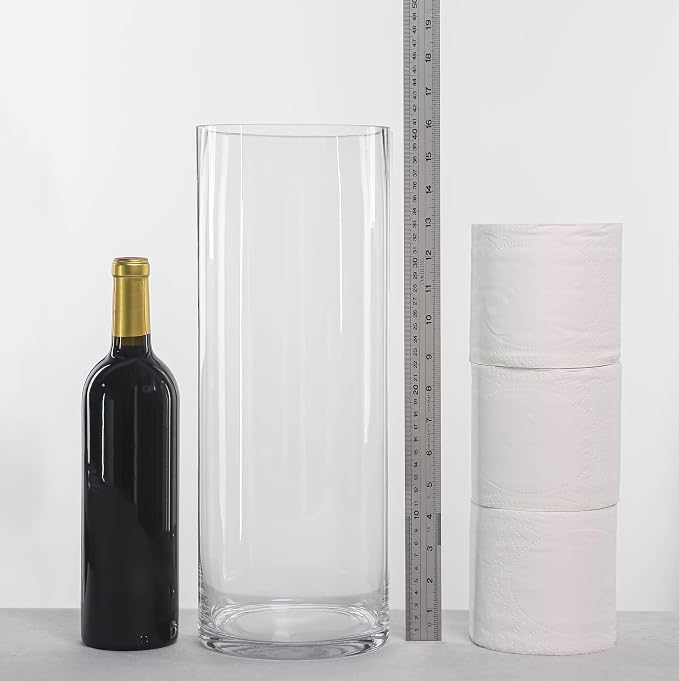 CYS EXCEL Cylinder Clear Glass Vase | Multiple Size Choices Glass Flower Vase - Image 4