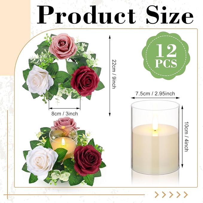 Yunlly 12 Pcs Rose Candle Rings - Image 2