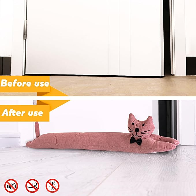 Cat Fabric Under Door Draft Stopper, 3LB Heavy Duty Decorative Soundproof Door - Image 5
