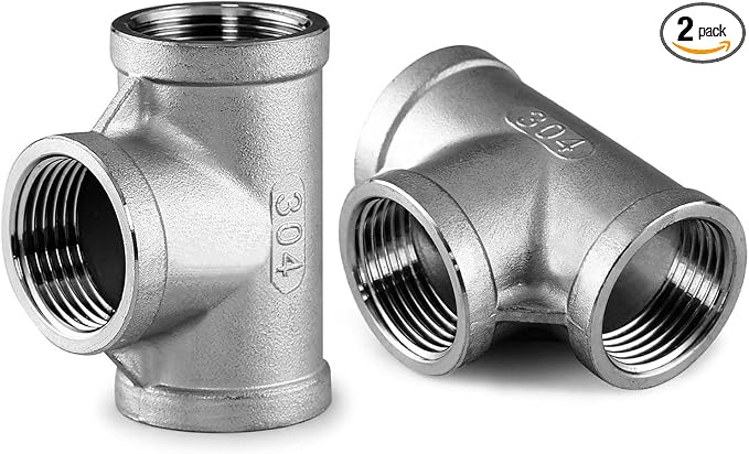 Beduan 2 PCS Stainless 1" Tee Female NPT T Shaped 3 Way Cast Pipe Fitting | 304 by Beduan
