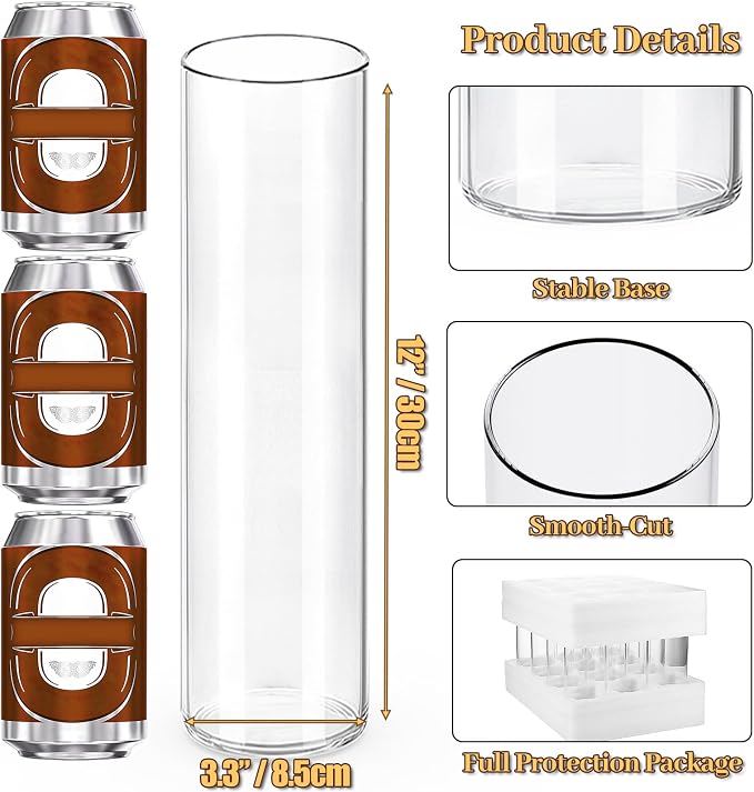 12pcs 12 Inch Clear Glass Cylinder Vases - Image 3