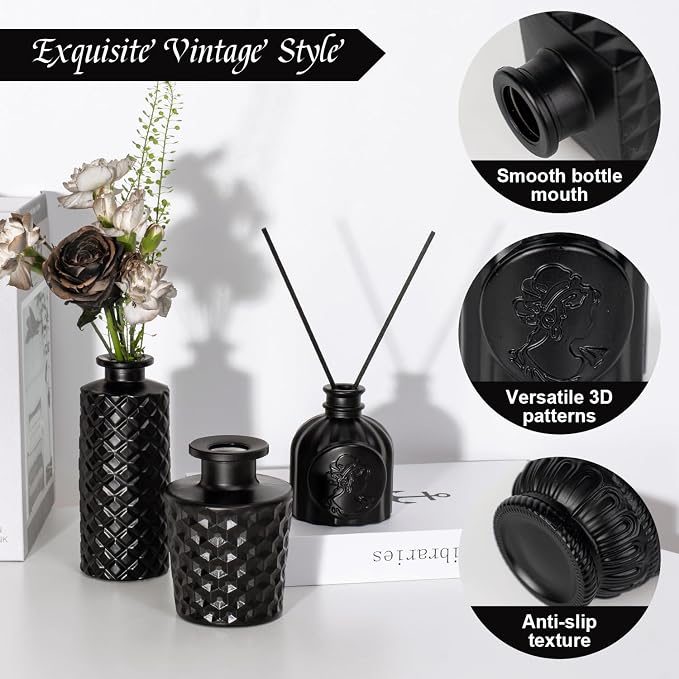 Black Glass Bud Vase Set of 14 Pcs, Small Bud Vases in Bulk, Glass Crystal - Image 9