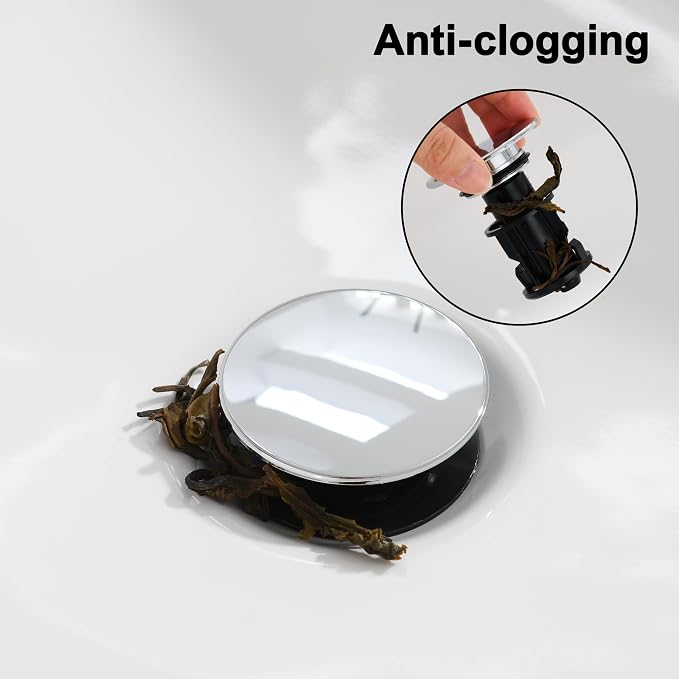 TIORIY Chrome Pop Up Bathroom Sink Drain, - Image 4