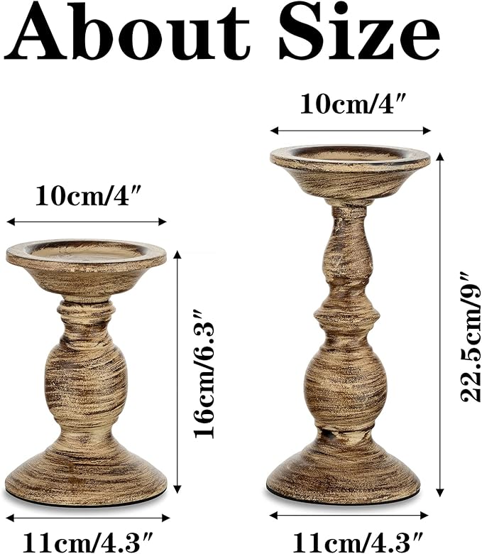 Sziqiqi Vintage Pillar Candle Holders Distressed Metal Candleholder Set | Set - Image 4
