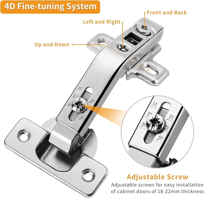 2 Pack 1 Pairs 135° Lazy Susan Hinge, Full Overlay Concealed - Image 4