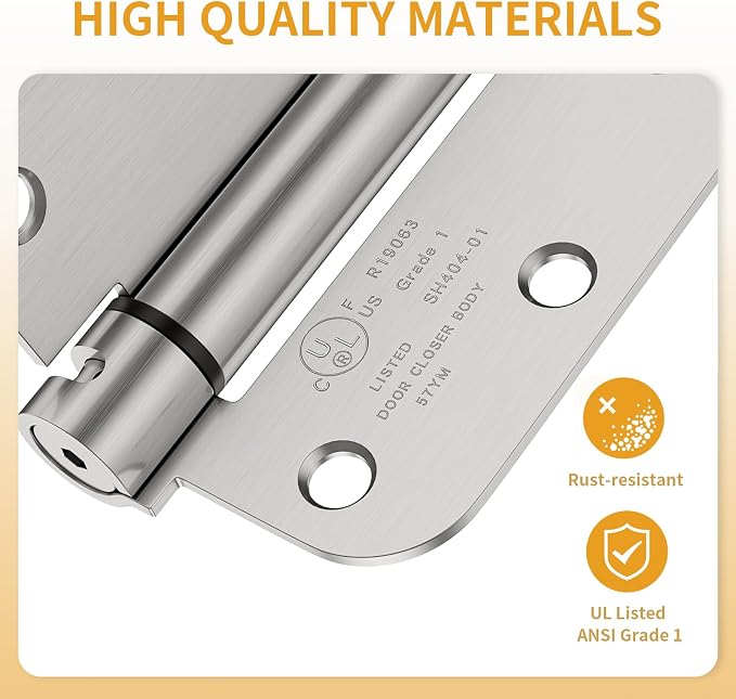 Luxbaro 4 Pack Self Closing Door Hinges, 3.5 Inch Spring Loaded Hinges - Image 3