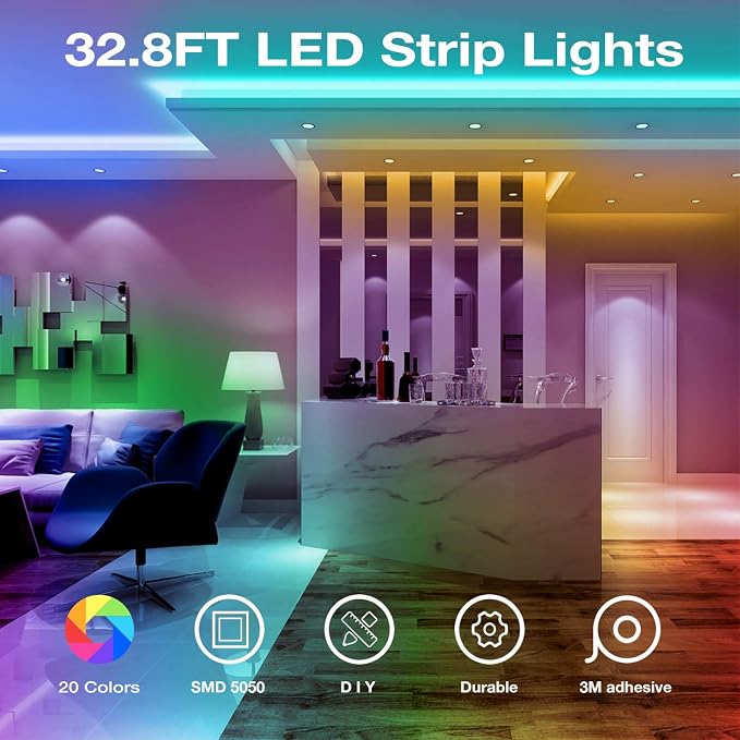 DAYBETTER Led Strip Lights 32.8ft Kit - Image 2