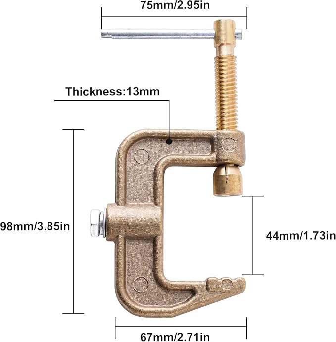 Welding Ground Clamp 500Amp G-style Solid Brass | Clamping Range up to 44mm - Image 2
