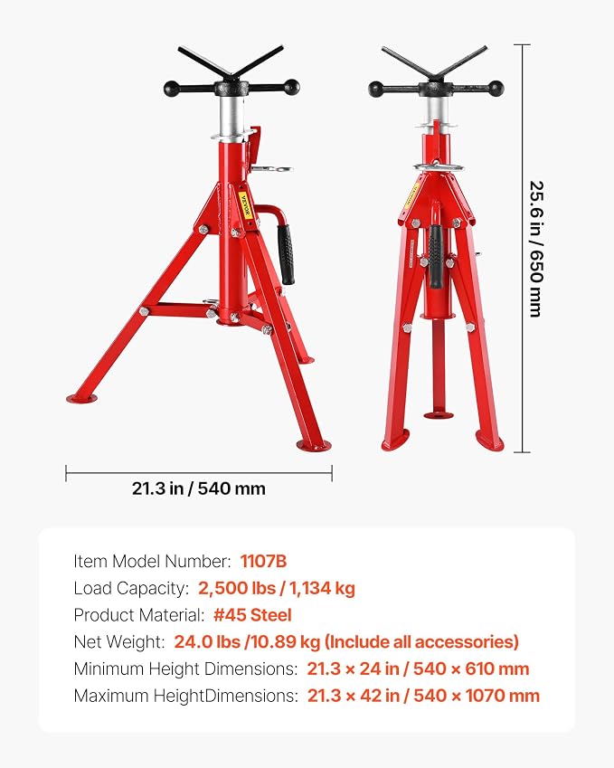 VEVOR Heavy-Duty V-Head Pipe Stand - Image 7