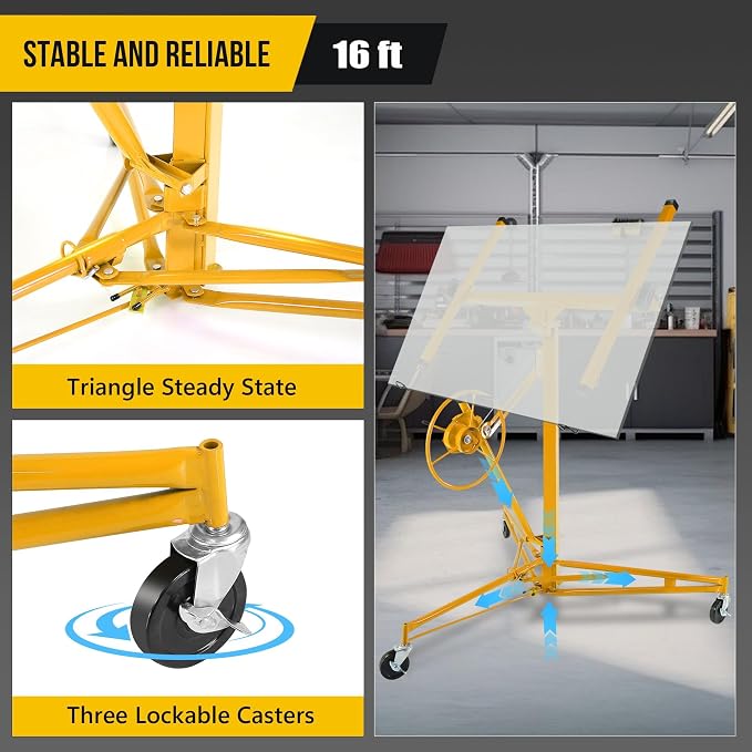 One-Person Drywall Lift Panel Hoist, 150 Lb Heavy-Duty Steel Sheetrock Jack | - Image 3