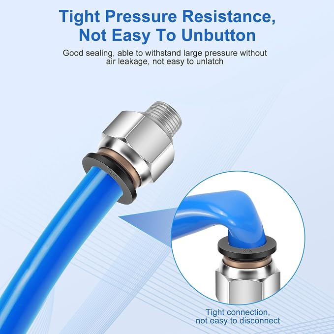 CNAODUN 12 Pcs Push to Connect Fittings 3/8 Inch Tube OD x 1/8 Inch NPT Thread - Image 4