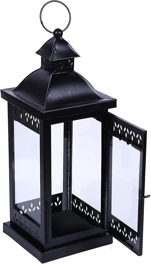 Hosley 15" Clear Glass Iron Lantern by HOSLEY